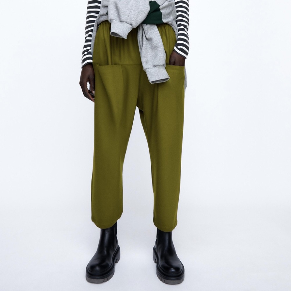 Zara Army Green Baggy Trouser pants
